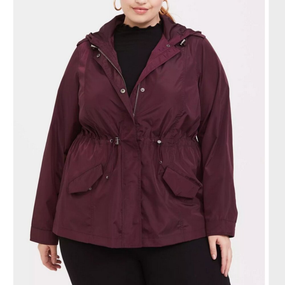 Torrid Burgundy Purple Nylon Hooded Rain Coat 3x 3 22 24